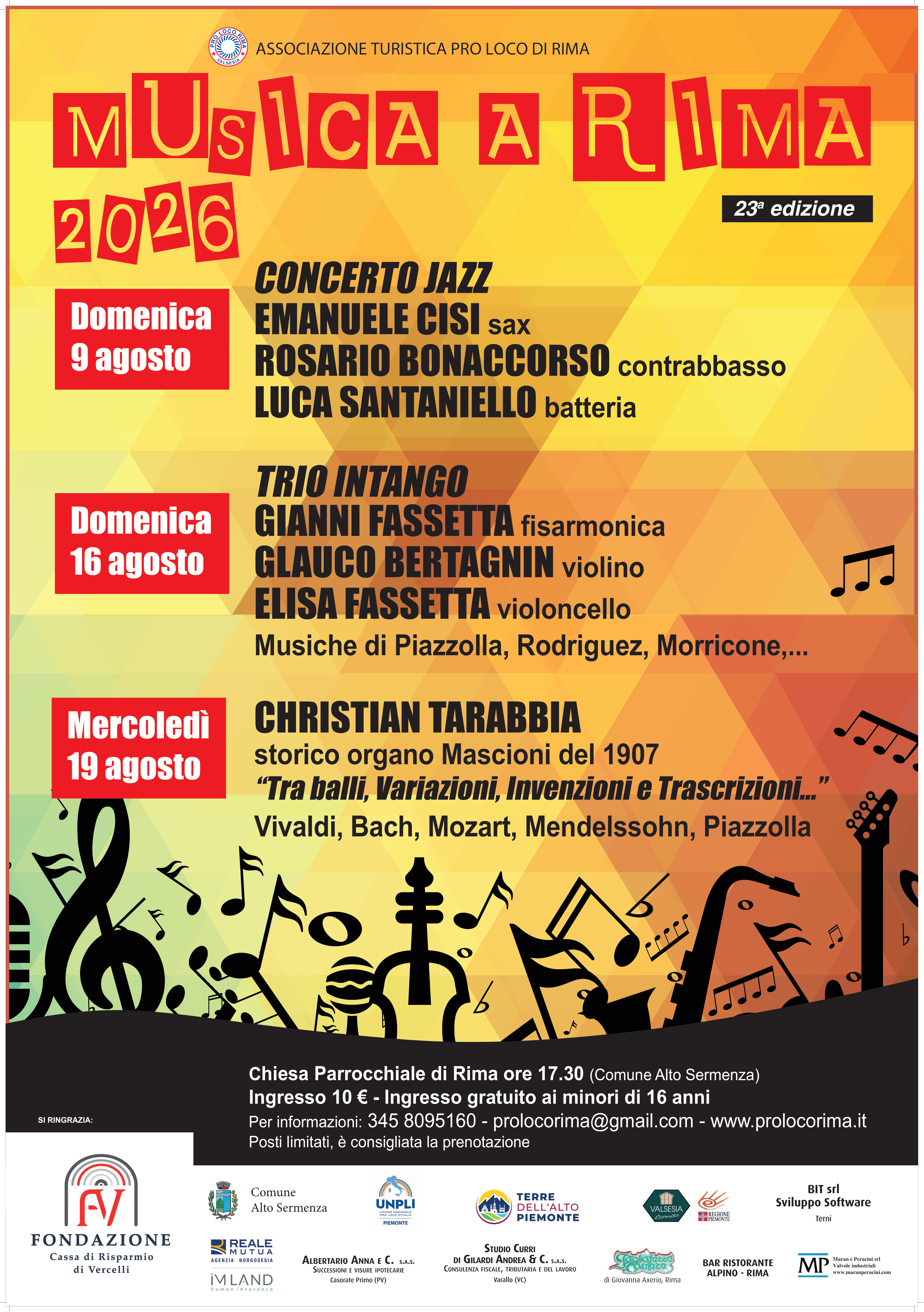 Locandina ufficiale Musica a Rima 2026